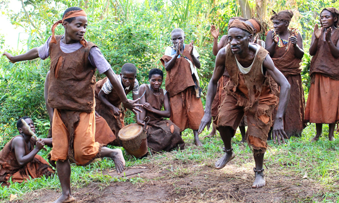 The Batwa of Uganda having a cultural Dance